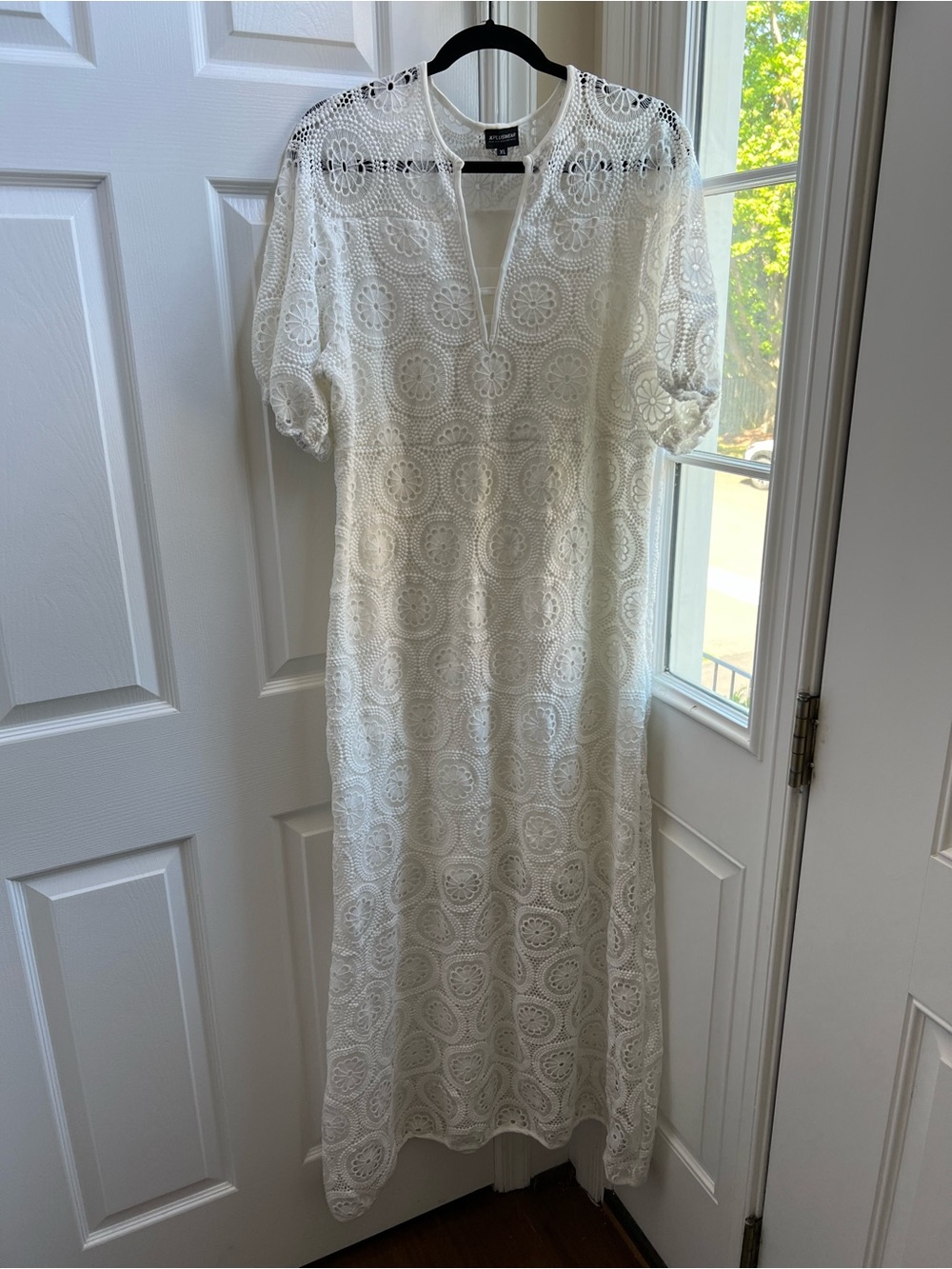 XPlusWear Eyelet Lace Midi Dress in White - Picture 2 of 11